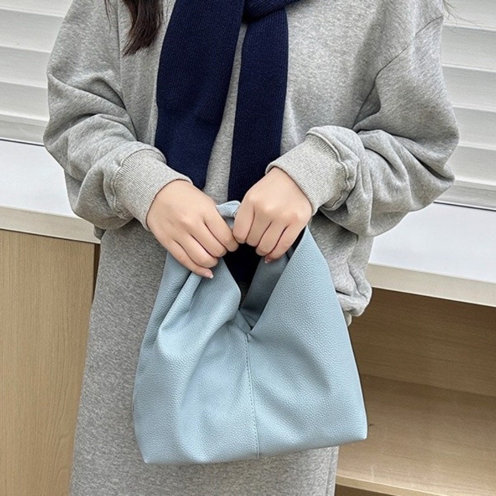 Luxury Bags Affordable - Betaalbare PU-knopenhandtas, lichtgewicht, effen kleur, minimalistische