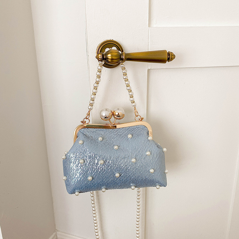 Luxury Bags Affordable - Glitter Pearl Decor Kiss Lock Avondtasje