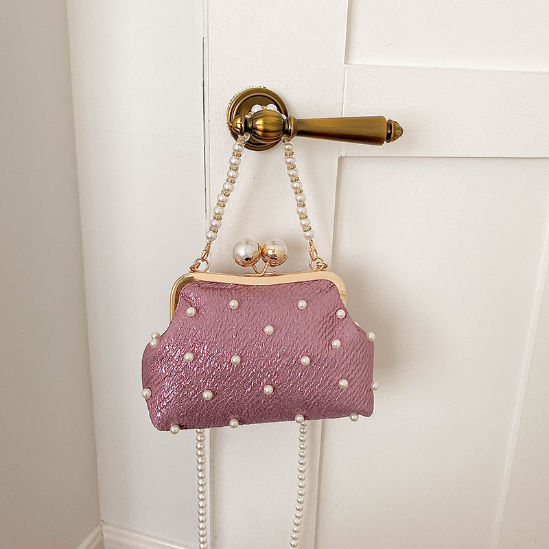 Luxury Bags Affordable - Glitter Pearl Decor Kiss Lock Avondtasje